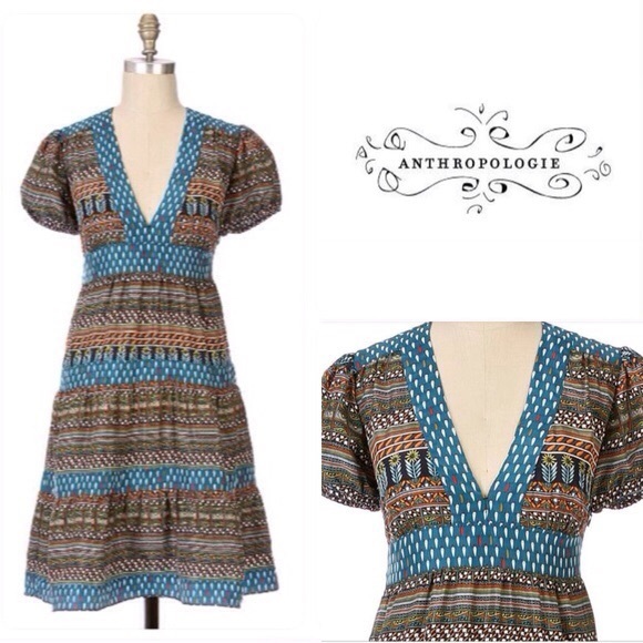 Anthropologie Living Teal Silk Dress XS 2 - Picture 1 of 5